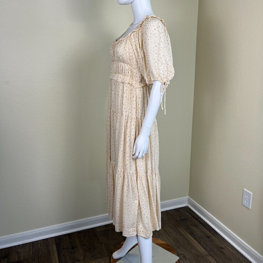 En Saison Women's Size S Yellow Roberta Floral Smocked Ruffle Midi Dress Yellow - Picture 14 of 16